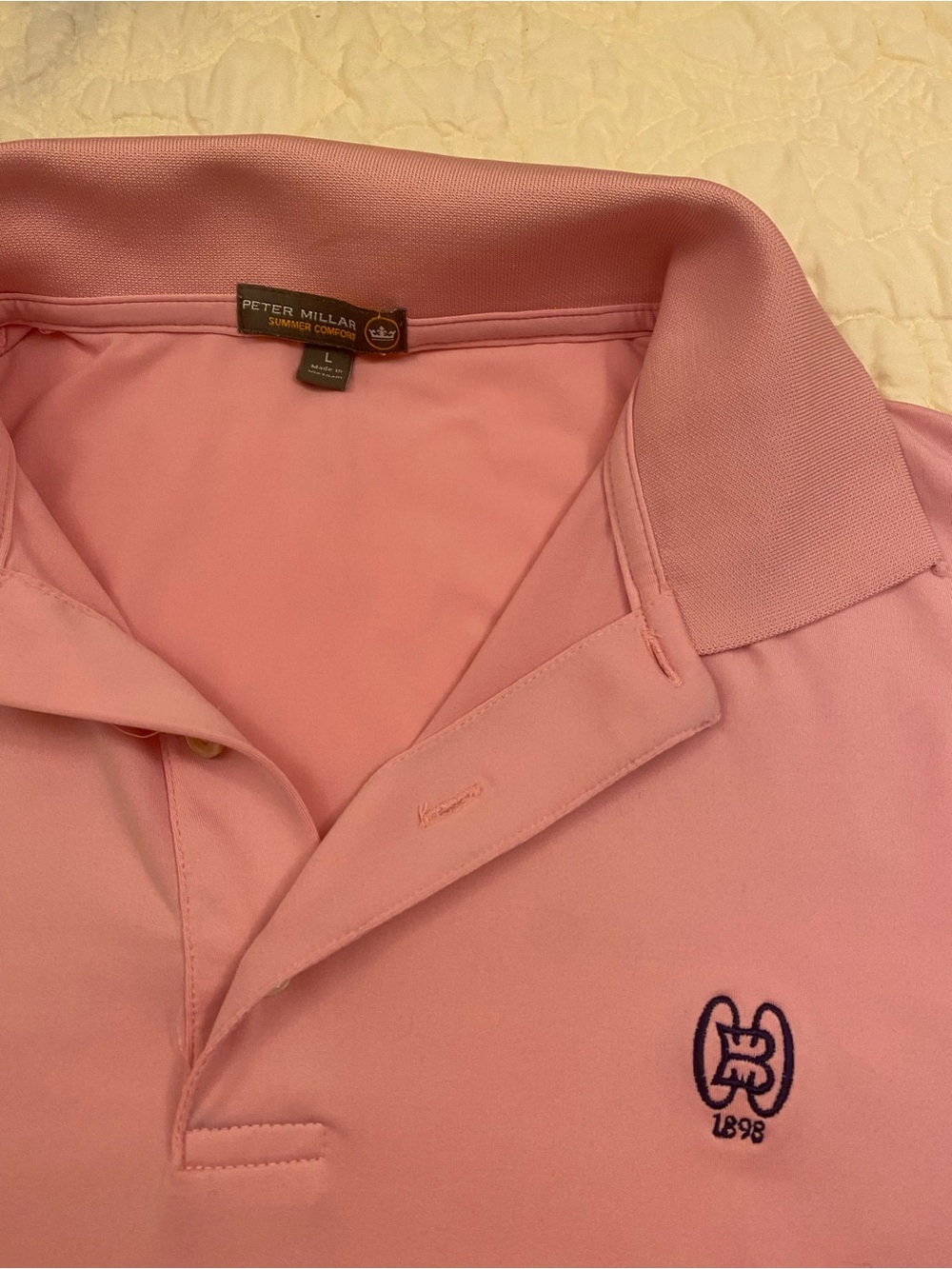 Peter Millar Men’s Light Pink Embroidered Polo